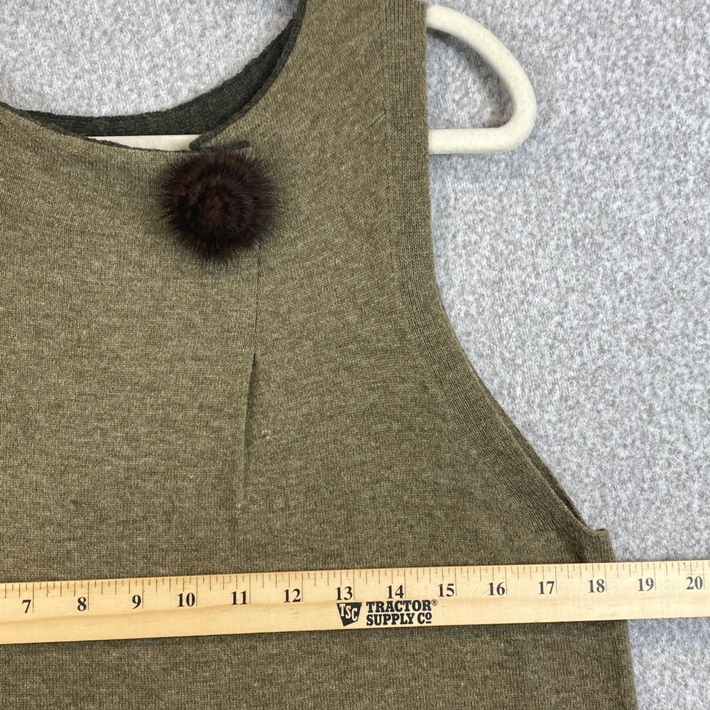 Lagenlook sweater tunic shift dress layering piece brown S fur accent - Picture 4 of 9